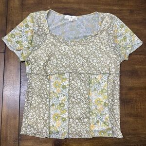 Daisy & Delilah Floral Mesh Top Size S | Baby Tee‎ Y2K Fairycore
